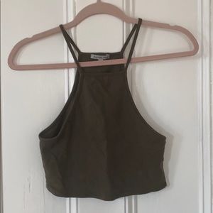 Army green crop top
